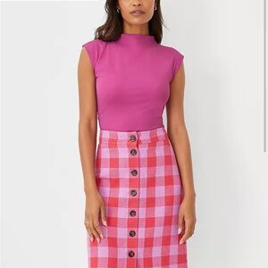 Ann Taylor BLUE mock stretch top